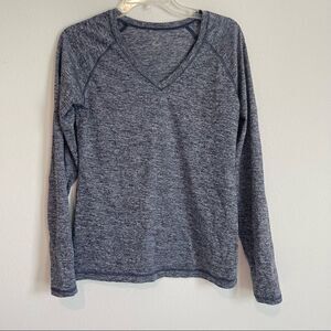 Zella Blue/Gray Heathered Long Sleeve Workout Top Size Medium
